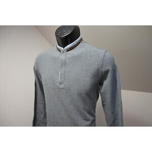 Massimo Dutti Henley Fitted Gray Long Sleeve Casual Mens Size Medium